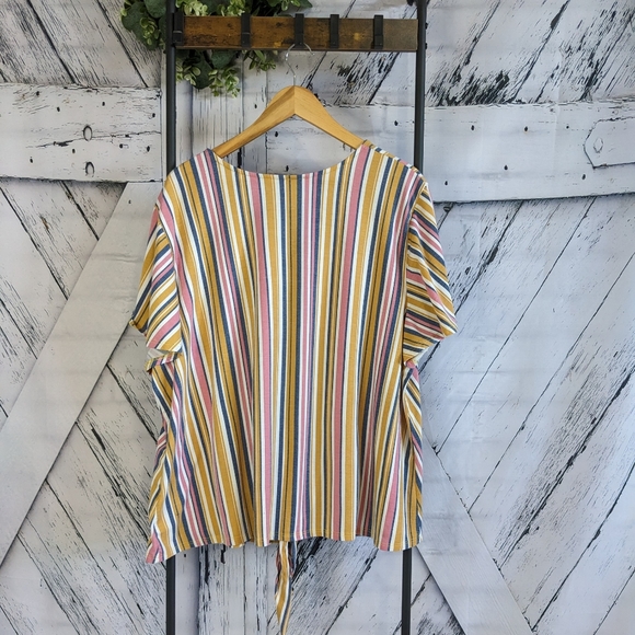 MARINA LUNA Tie Front Faux button down Shirt Sleeve Shirt - Picture 2 of 9